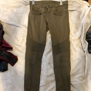 Olive Moto Jeans